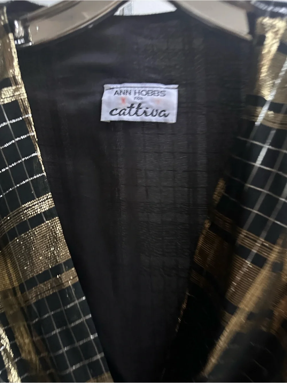 Vintage Metallic peplum Jacket in Black & Gold